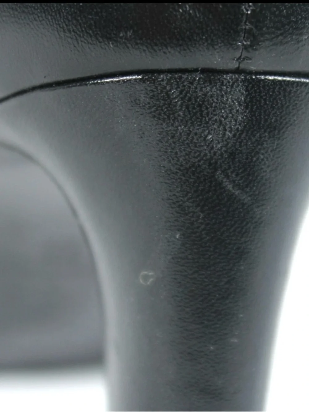 CHANEL Black Leather Camellia Pearl Detail Block Heel Pump classic size 37 6.5